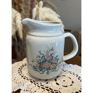 Vintage Cottagecore Ceramic Pitcher